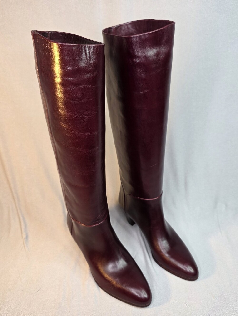 Tiamo Vintage Made In Italy Tall Burgundy Soft Leather Boots Women's Size 8